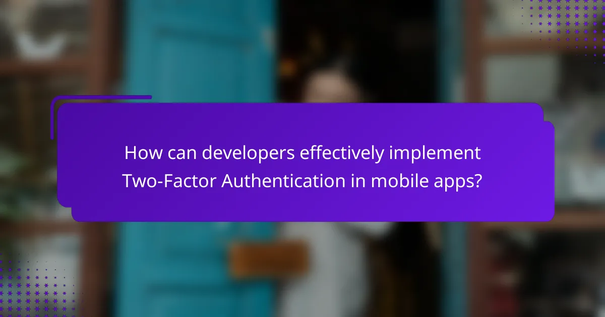 How can developers effectively implement Two-Factor Authentication in mobile apps?