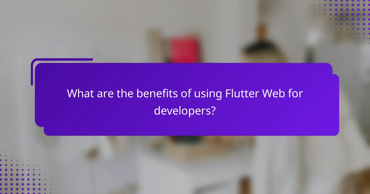 What are the benefits of using Flutter Web for developers?